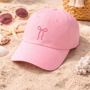 Pink Bow embroidered Classic Dad Cap | Minimal Bow Baseball Hat