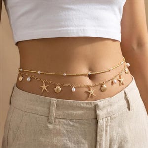 Pearl and Shell Body Chain - Etsy display picture 2