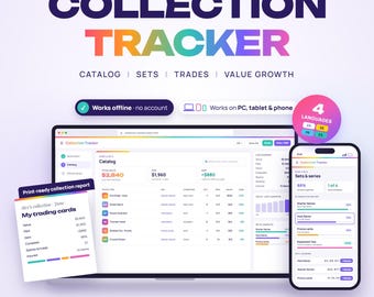 Collection Inventory Tracker Web App, Trading Cards, Coins, Vinyl Records, Figures, Set Checklist, Wishlist, Value Tracker, Vinyl Records