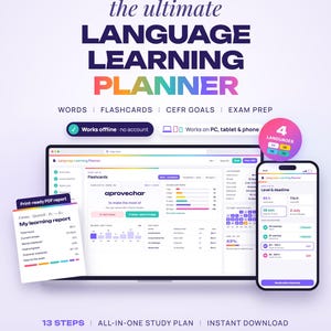 Language Learning Tracker Web App, Study Log, Flashcards With Spaced Repetition, Vocabulary, CEFR Goals, Exam Prep, Study Streak & Hours