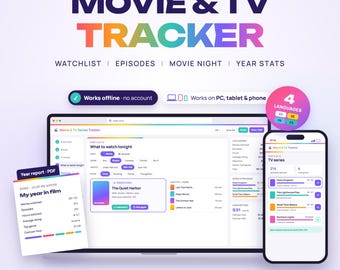 Movie Tracker & TV Show Tracker Web App, Watchlist, Episode Log, What to Watch Tonight, Year Stats, Film Challenges, Watchlist Drag and Drop