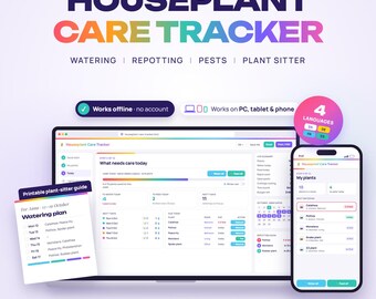 Houseplant Care Tracker Web App, Watering Schedule, Fertilizer & Repotting Log, Pest Tracker, Plant Sitter Guide, Plant Journal With Photos