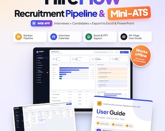 HR Recruitment & Pipline Tracker Web App, Mini ATS, Kanban Hiring Pipeline, Candidate Tracker, Interview Calendar, Export Excel PowerPoint