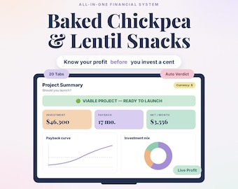 Plan d'affaires et guide pour une entreprise de snacks à base de pois chiches et de lentilles grillés, Comment lancer une entreprise de snacks sains, Modèle financier et calculateur Excel