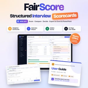 HR Interview Scorecard Web App, Structured Interview Template, Candidate Evaluation, Hiring Rubric, Interview Question, Recruiter Tool