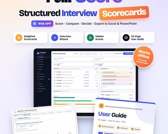 HR Interview Scorecard Web App, Structured Interview Template, Candidate Evaluation, Hiring Rubric, Interview Question, Recruiter Tool