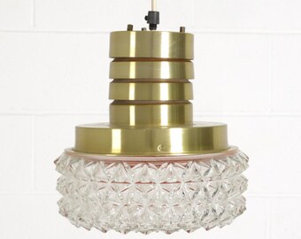 Carl Thore for Granhaga messing en kristal Scandinavische moderne hanglamp Zweden 1970s