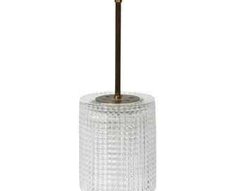 Carl Fagerlund-stijl hanger van getextureerd glas en messing, Scandinavisch modern, ca. 1960