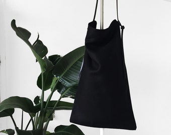 Black Lynn/ Linen Bag/ Shoulder Bag/ Light Sommer/ Minimalist/ Tote/ Casual Bag/ Leather/ Tote/ Women/ Sustainable Fashion