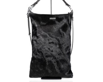Long Hairy Bag / Cowhide Bag / Elegance / Luxury Bag / Leather Bag / Design / Black Bag / Modern / Minimal