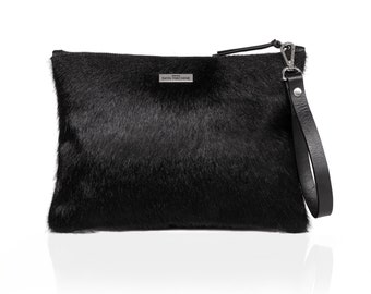 Leather Clutch Bag/ Black Bag /Elegance /Modern Evening Handbag/ Women Cowhide Clutch Bag/ Designer Purse/ Cocktaile Compact Purse