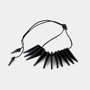 Leather Necklace/ Black Choker/ Bib Necklace/ Statement Choker/ Gift for her/ Goth/ Minimalist/ Elegant/ Urban/ Dark Style/ Unique Jewelry image 2