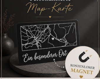 Personalisierte schwarze Metallkarte mit Gravur mit Maget | Koordinaten Geschenk | Wallet Card individuell | Jahrestag Geschenk Paar