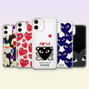 Capa para celular Comme De Garçons estilo streetwear para iPhone 17 Pro, 16, 15, 14, 13, 12, Samsung S26, S25, S24, S23Fe, A16, A56, Pixel 10, 9 Pro