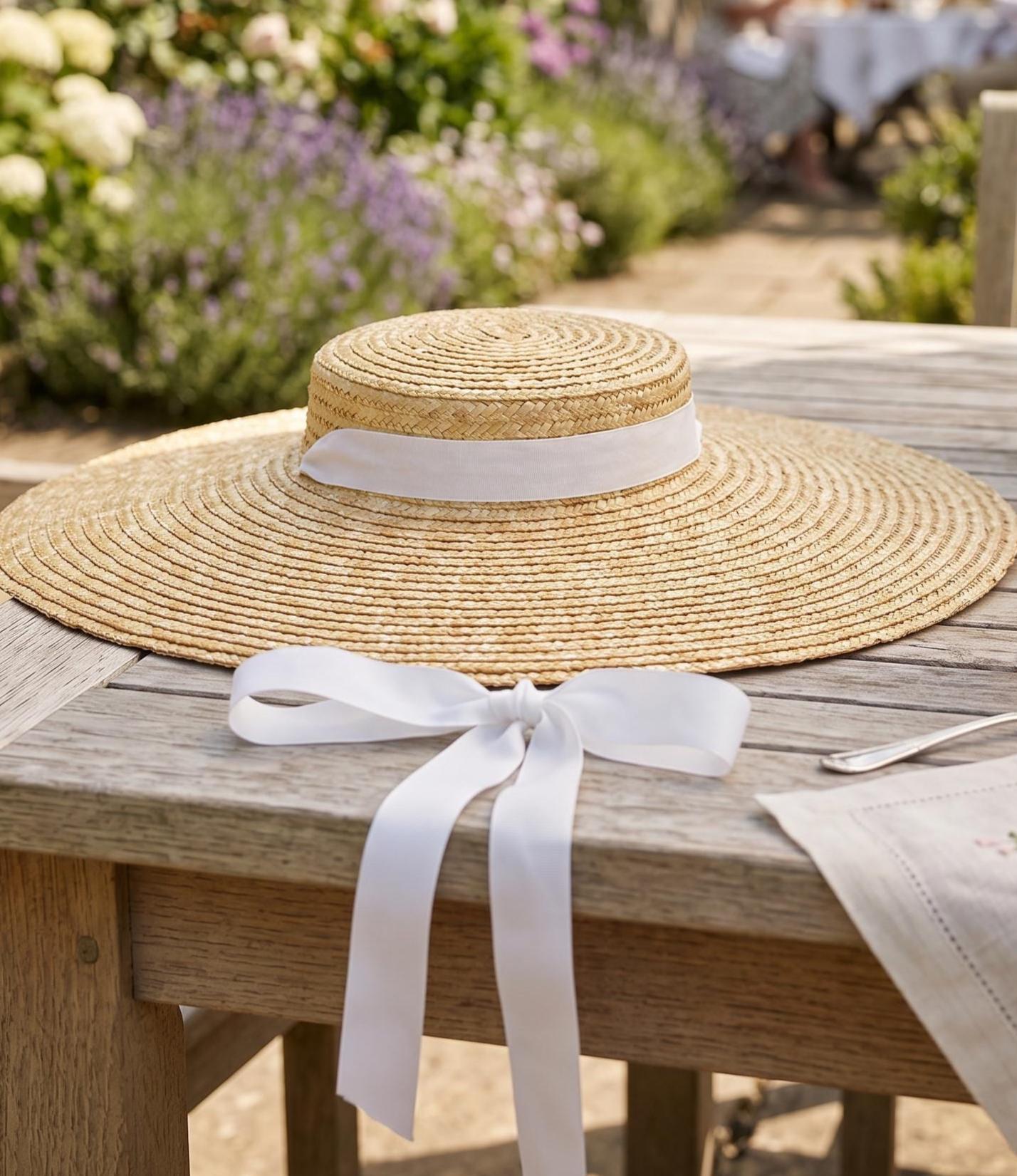 Vintage 50s Italian Straw Sun Hat Raffia Weave Grosgrain Ribbon Resort Style Vintage 1950s Straw Sun Hat With Grosgrain Ribbon Made in  main image 2