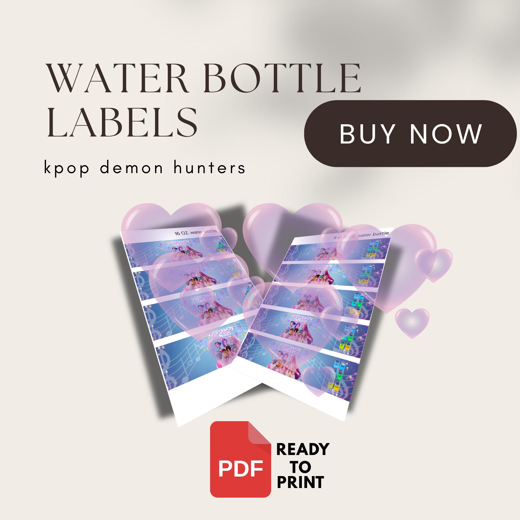 Kpop Demon Hunters Tonic Water Label, Huntrix + Saja Boys Drink Wrapper ...