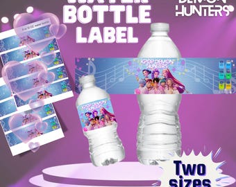 Kpop Demon Hunters tonic water label, Huntrix + Saja Boys Drink Wrapper, Kpop Water bottle labels, Huntrix Golden label Kpop party Printable