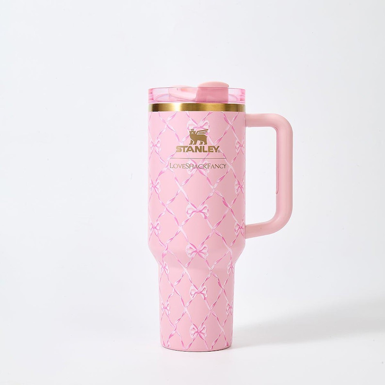 Stanley x LoveShackFancy Diamond Bow Quencher H2.0 FlowState Tumbler 40oz – Limited Edition Pink Ribbon Collection