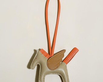 Pegasus Winged Horse Leather Bag Charm – Equestrian Tassel Keychain Accessory