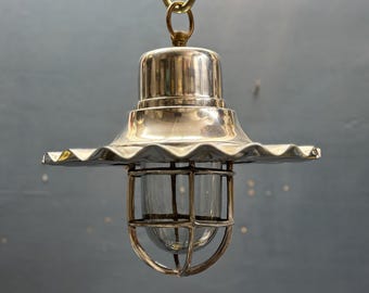 Luminária pendente marítima rústica em alumínio, feita à mão, estilo industrial, para casa e presente.