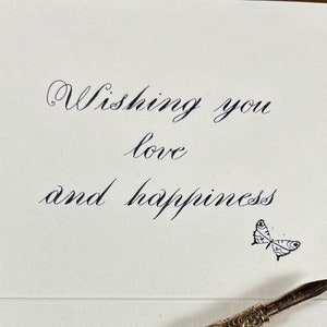 Wenskaart met handgeschreven bericht, originele kalligrafie, handgemaakte wenskaart met kunstwerk (1 kaart met envelop), gesigneerde afdruk