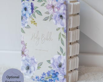 Floral Tabbed Bibel KJV Bibel für Frauen Christliches Geschenk für ihre Bibel mit Tabs Kunstleder Blumenbibel für Frauen Personalisiertes Namensgeschenk