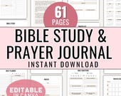 Prayer Journal Printable Bible Study Planner Faith Based Bible Study Journal for Women Prayer Planner Christian Digital Bible Journal Book