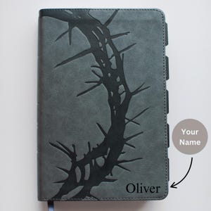 Personalized Black Leather Bible for Men Custom Engraved CSB Bible with Black Tabs Christian Gift for Him with Name Engraving and Tabs