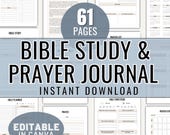 Editable Prayer Journal Printable Bible Study Planner Christian Prayer Book for Women Digital Bible Study Canva Template Prayer Book
