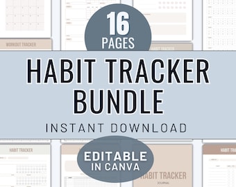 Bearbeitbare Habit Tracker-Vorlage für Wellness-Self-Care-Tracker-Vorlage Zieleinstellung Habit Tracker-Journal für die Produktivitäts-Routineplaner