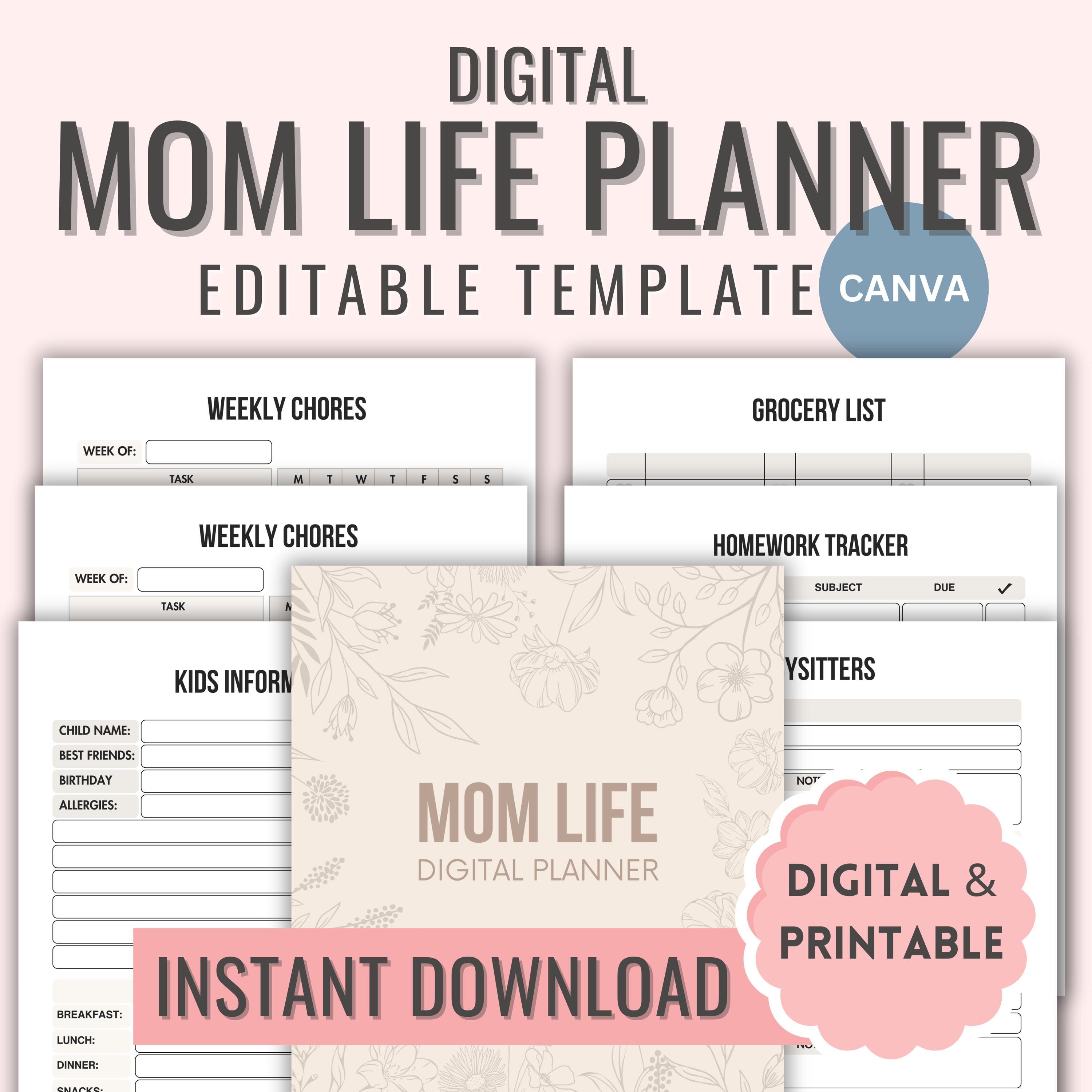 Editable Mom Planner Canva Template Planner for Busy Mom Daily Planner ...