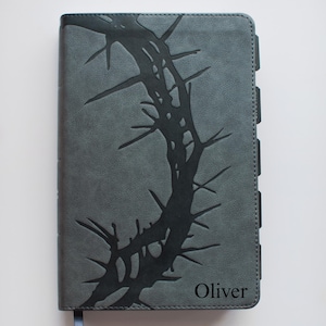 Personalized Black Leather Bible for Men Custom Engraved CSB Bible with Black Tabs Christian Gift for Him with Name Engraving and Tabs