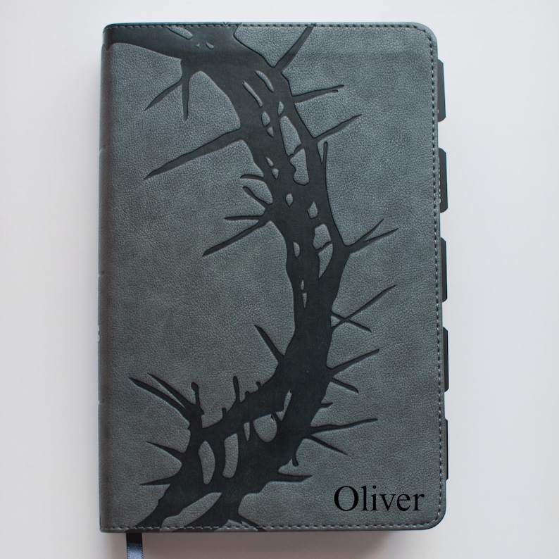 Personalized Black Leather Bible for Men Custom Engraved CSB Bible with Black Tabs Christian Gift for Him with Name Engraving and Tabs