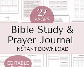Christian Prayer Journal Bibelarbeit Andachtskalender für Frauen Canva Vorlage