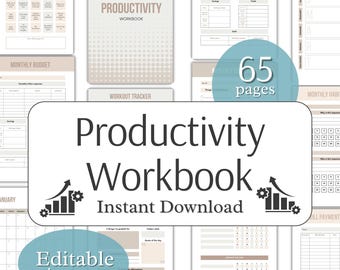 Anpassbare Produktivitäts-Arbeitsmappe Wochenplaner Ziel-Tracker Digitaler Download