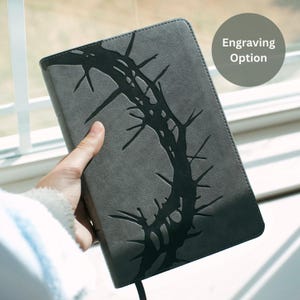 Personalized Black Leather Bible for Men Custom Engraved CSB Bible with Black Tabs Christian Gift for Him with Name Engraving and Tabs
