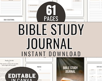 Bibelstudienzeitschrift Digitale Bibelstudienvorlage Gebetsjournal Druckbarer Glaube basierter Planer Bibelkapitel Zusammenfassung für Glaubensreflexion