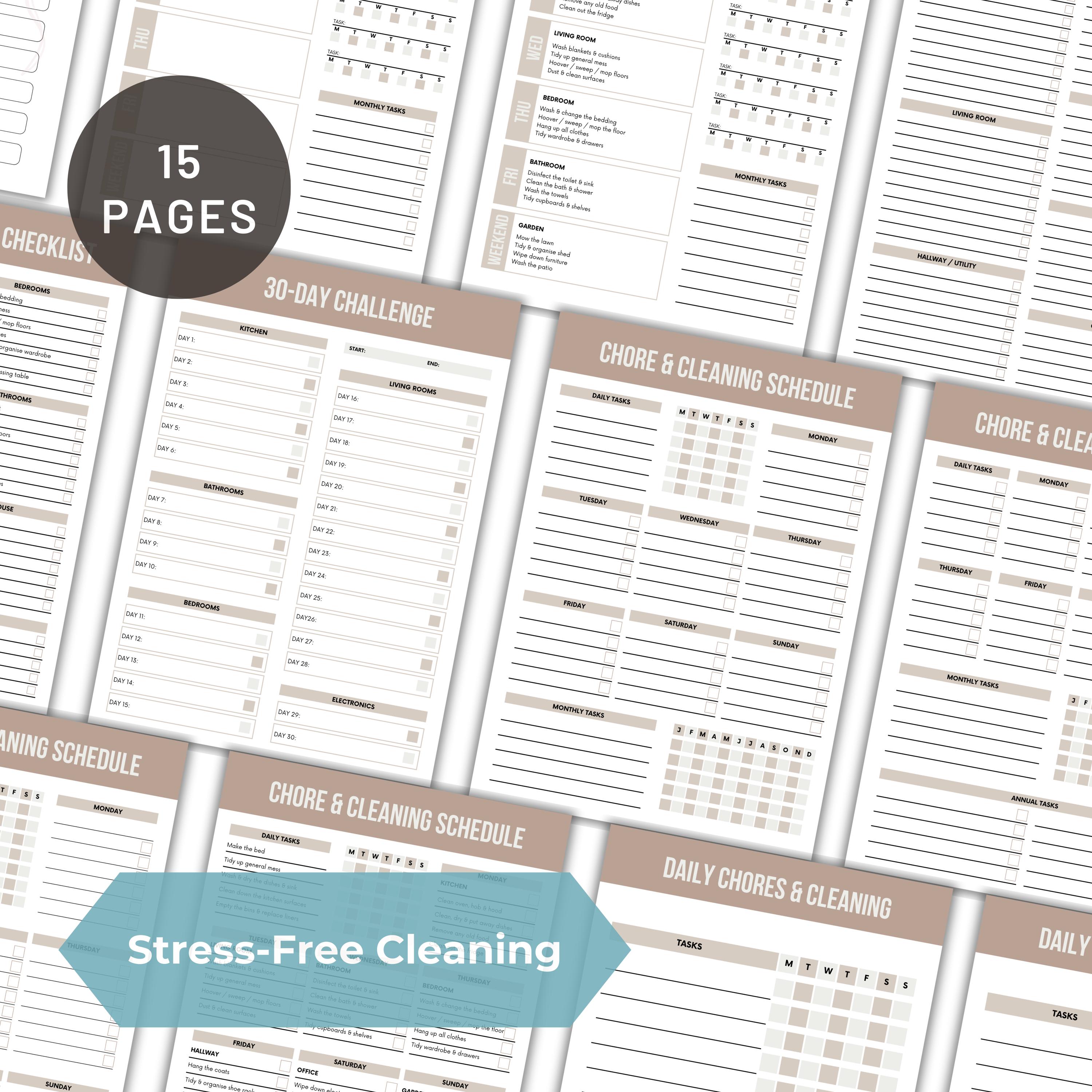 Editable Cleaning Schedule Template Weekly Chore Chart Organizational ...