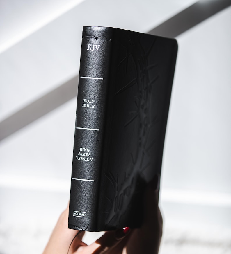 Custom Black KJV Bible with Tabs and Name Engravement Gift for Him Personalized Leather Bible with Name KJV Bible Gifts for Men Baptism Gift image 7