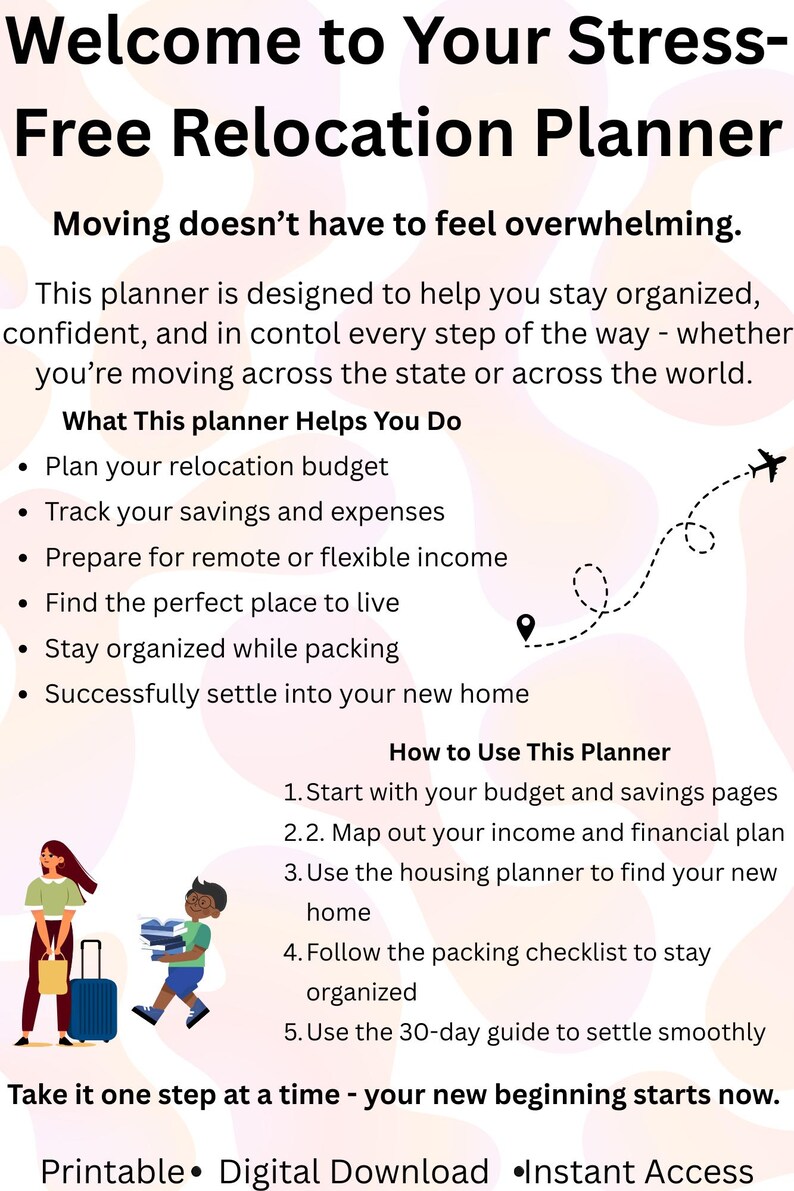 Relocation Planner Bundle, Budget, Packing Checklist, Move Guide (PDF ...