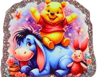 Character flatback, Glitter acrylic flatback, acrylic flatback,  flatback, flat back, resin, diy, Pooh, Winnie the Pooh, piglet, Eeyore, diy