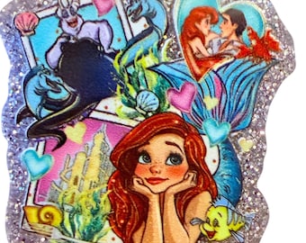 Princess flatback, princess, princess charm, princess  glitter acrylic flatback, mermaid princess, princess Ariel, Ariel flatback, Ariel,
