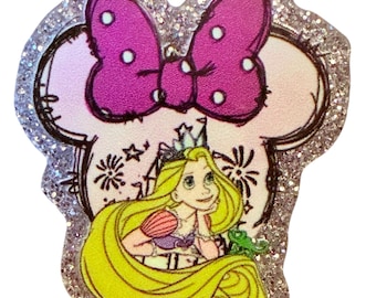 Character flatback, Glitter acrylic flatback, acrylic flatback, flatback, Princess flatback, flat back, Princess glitter flatback, tangled,