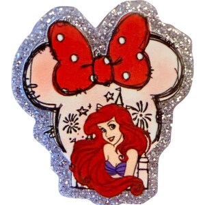 Princess flatback, princess, princess charm, princess glitter acrylic flatback, mermaid princess, princess Ariel, Ariel flatback, Ariel, image 1