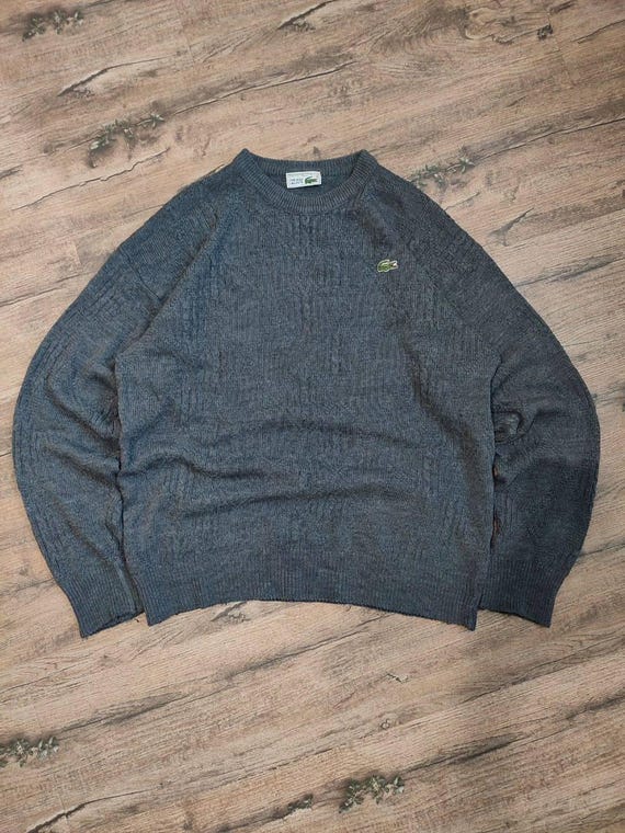 Lacoste, Men's Knitted Gray Sweater Lacoste Vintage 90s