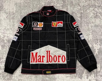 Vintage Ferrari Marlboro Racing Jacket F1 Michael Schumacher Era Black Mens