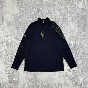 Spyder Men's 1/4 Zip Pullover Performance Long Sleeve Shirt Black Neon Size XL