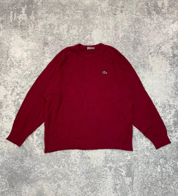 Lacoste, Vintage Lacoste Cotton/Acrylic Sweater Made in France Burgundy Size 7 (L/XL)