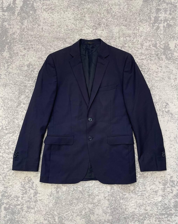 Massimo Dutti, Massimo Dutti Men's Navy Super 120s Wool Blazer Suit Jacket Italian Fabric