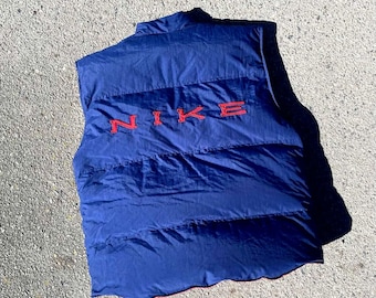 Męska kamizelka puchowa Nike Puffer Reversible Down Vest w stylu vintage z lat 90., niebiesko-czerwona